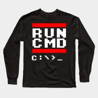Nerd & Geek Design - RUN CMD Old Dos Operating System Retro N3RD2 Long Sleeve T-Shirt
